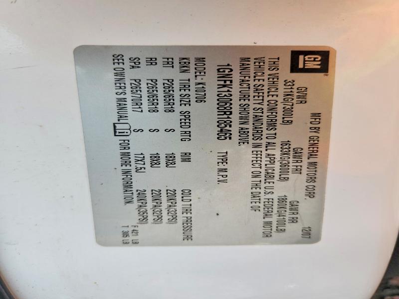 Продажа на аукционе авто 2008 Chevrolet Tahoe, vin: 1GNFK13068R185465, номер лота: 64035206