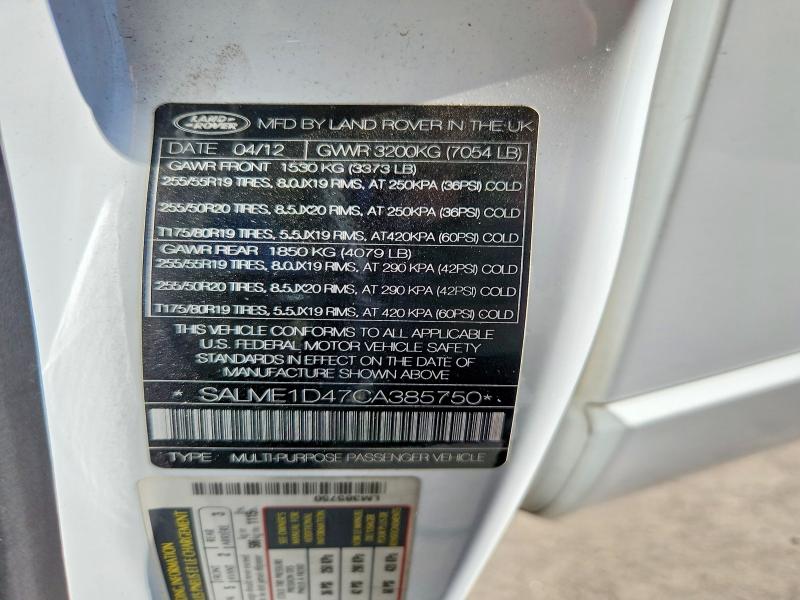 Aukcja sprzedaży 2012 Land Rover Range Rover, vin: SALME1D47CA385750, numer aukcji: 65315476