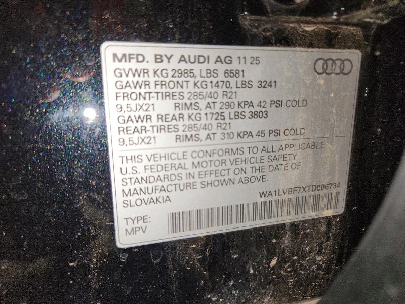 Aukcja sprzedaży 2026 Audi Q7, vin: WA1LVBF7XTD006734, numer aukcji: 66543316
