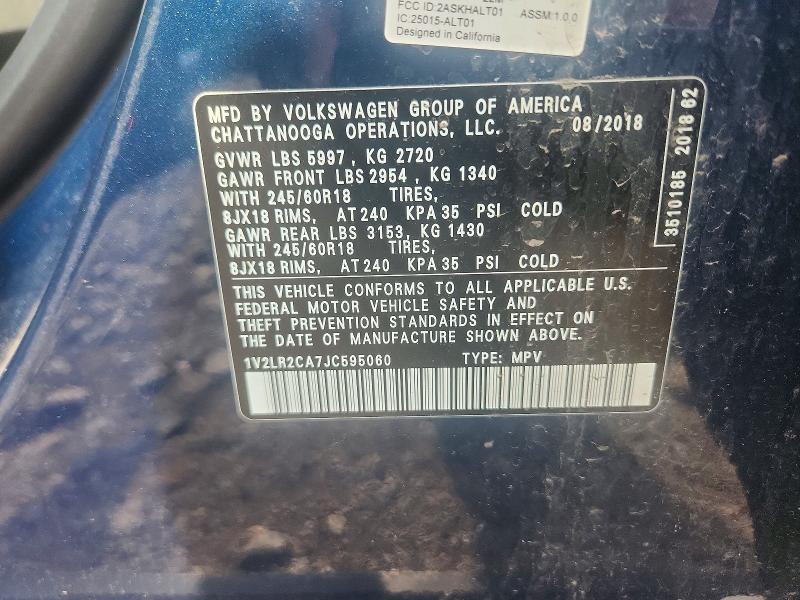 Продажа на аукционе авто 2018 Volkswagen Atlas, vin: 1V2LR2CA7JC595060, номер лота: 64441076