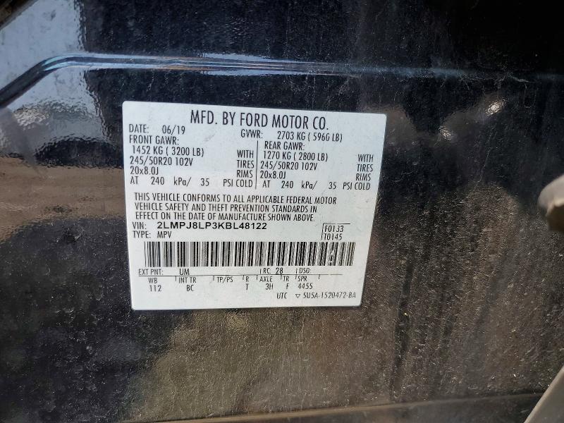 Продажа на аукционе авто 2019 Lincoln Nautilus, vin: 2LMPJ8LP3KBL48122, номер лота: 64547376