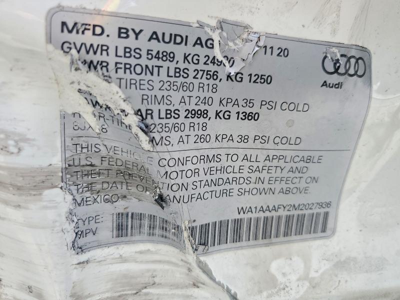 Aukcja sprzedaży 2021 Audi Q5, vin: WA1AAAFY2M2027936, numer aukcji: 66459276