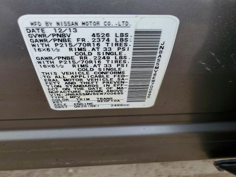 2014 Nissan Rogue Select მანქანა იყიდება აუქციონზე, vin: JN8AS5MV6EW700695, აუქციონის ნომერი: 66413966