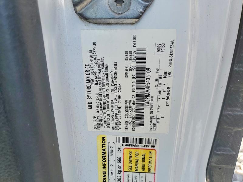 Продаж на аукціоні авто 2015 Ford Mustang, vin: 1FA6P8AM4F5435109, номер лоту: 64076046