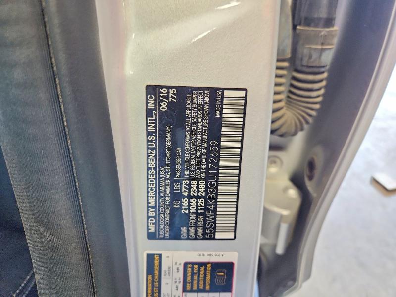 66279016 :رقم المزاد ، 55SWF4KB3GU172659 vin ، 2016 Mercedes-benz C مزاد بيع