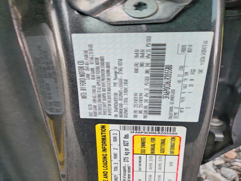 Aukcja sprzedaży 2020 Ford Fusion, vin: 3FA6P0CD6LR205580, numer aukcji: 65995846
