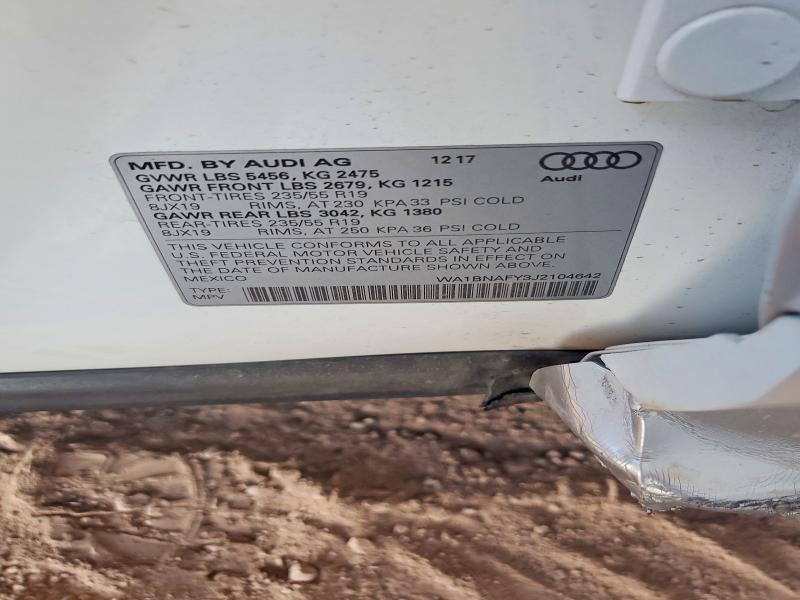 Продажа на аукционе авто 2018 Audi Q5, vin: WA1BNAFY3J2104642, номер лота: 66107266