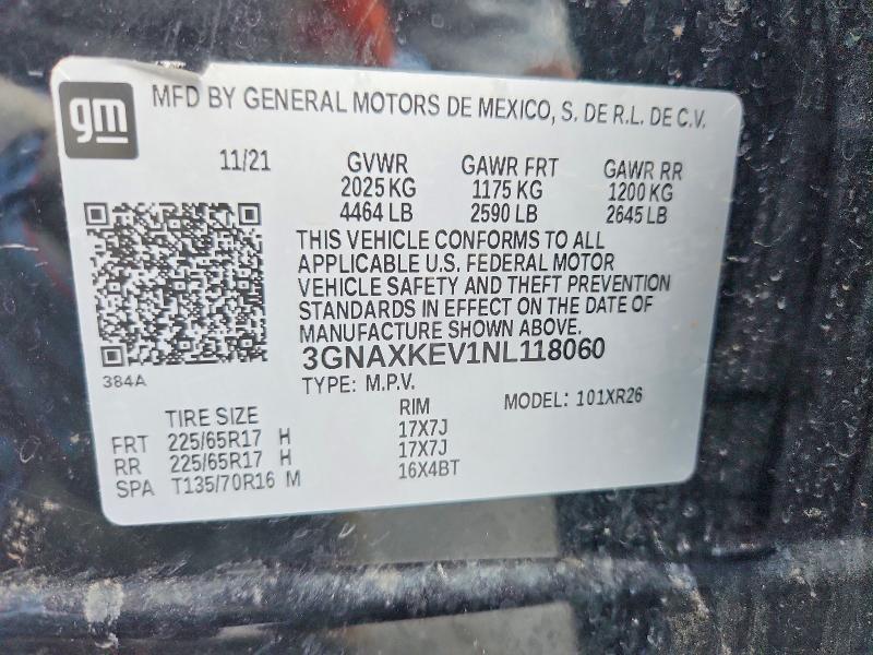 Продажа на аукционе авто 2022 Chevrolet Equinox, vin: 3GNAXKEV1NL118060, номер лота: 64402156