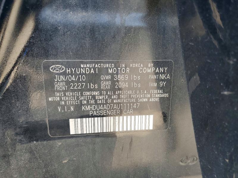Aukcja sprzedaży 2010 Hyundai Elantra, vin: KMHDU4AD7AU111147, numer aukcji: 64990406