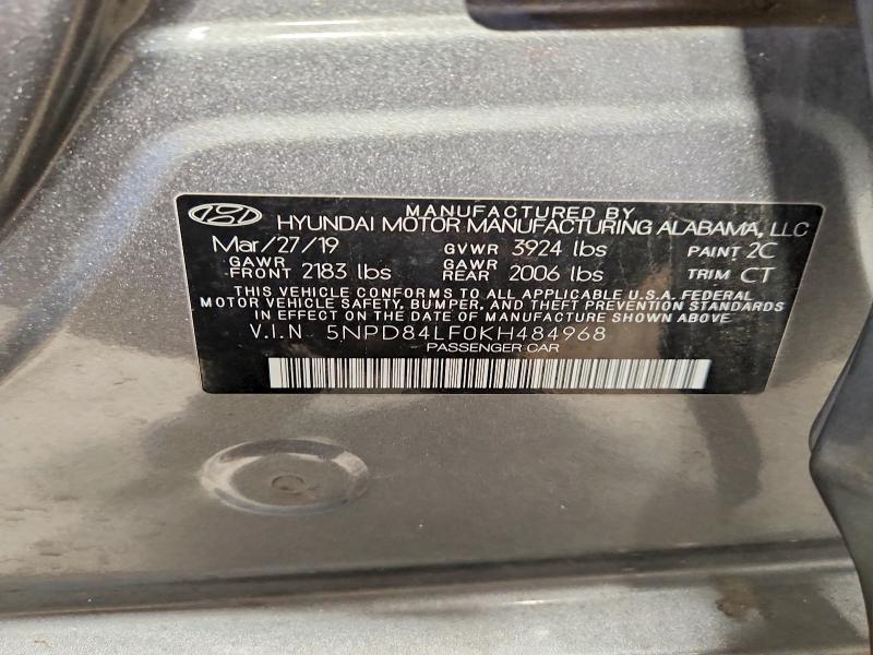 64629456 :رقم المزاد ، 5NPD84LF0KH484968 vin ، 2019 Hyundai Elantra مزاد بيع