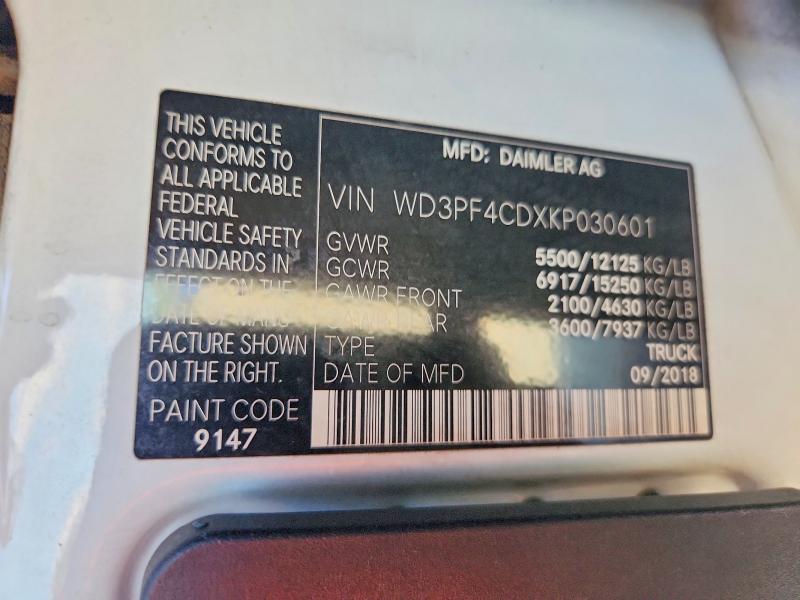 Aukcja sprzedaży 2019 Mercedes-benz Sprinter, vin: WD3PF4CDXKP030601, numer aukcji: 66342966