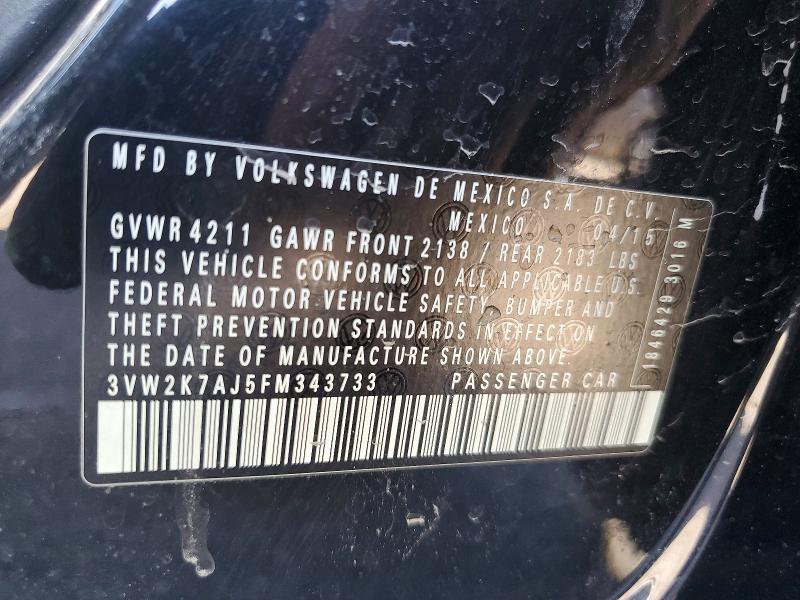 Продаж на аукціоні авто 2015 Volkswagen Jetta, vin: 3VW2K7AJ5FM343733, номер лоту: 67193356