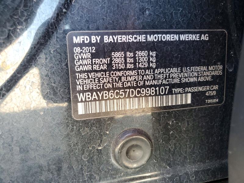 Aukcja sprzedaży 2013 Bmw 750, vin: WBAYB6C57DC998107, numer aukcji: 66459196