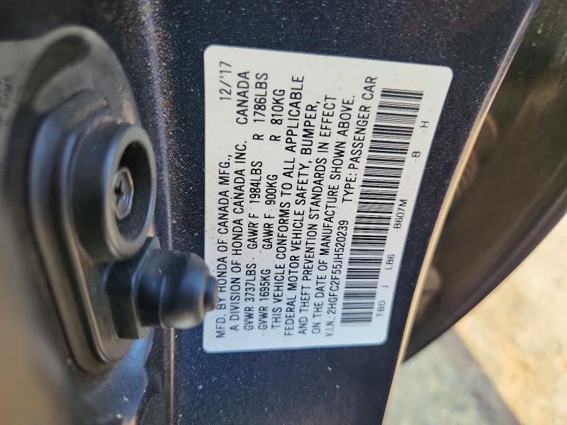 Aukcja sprzedaży 2018 Honda Civic, vin: 2HGFC2F55JH520239, numer aukcji: 65679876