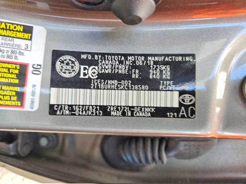 Aukcja sprzedaży 2019 Toyota Corolla, vin: 2T1BURHE5KC138580, numer aukcji: 63299396