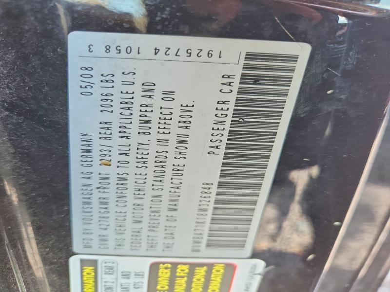 66473316 :رقم المزاد ، WVWBA71K18W326848 vin ، 2008 Volkswagen Rabbit مزاد بيع