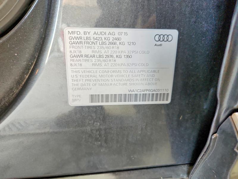 65097796 :رقم المزاد ، WA1C2AFP6GA031110 vin ، 2016 Audi Q5 مزاد بيع