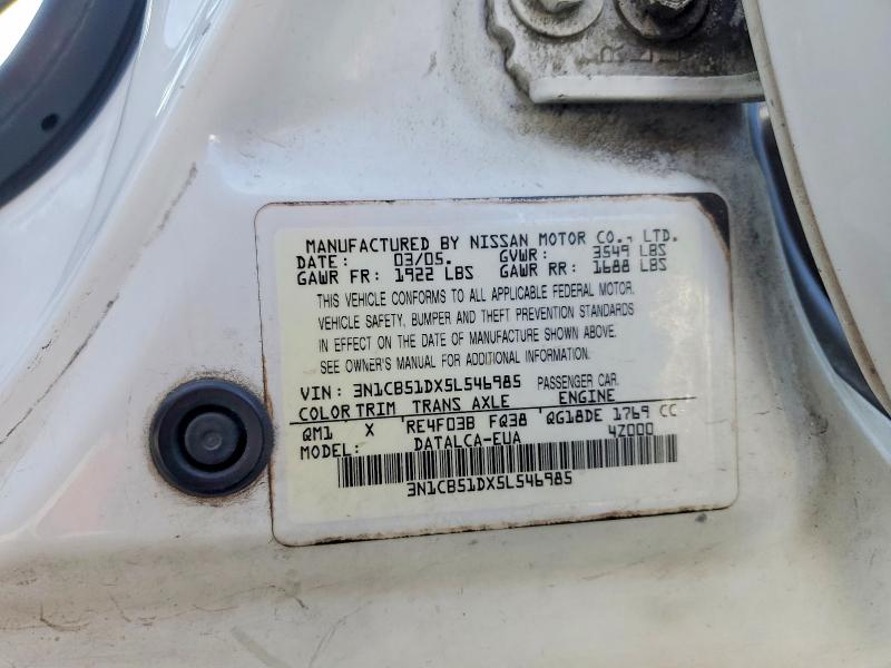 Продажа на аукционе авто 2005 Nissan Sentra, vin: 3N1CB51DX5L546985, номер лота: 65944136
