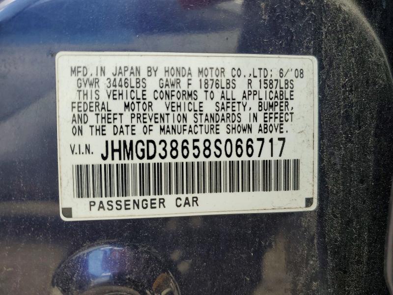 Продажа на аукционе авто 2008 Honda Fit, vin: JHMGD38658S066717, номер лота: 64238496
