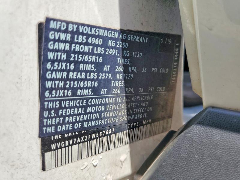 Aukcja sprzedaży 2015 Volkswagen Tiguan, vin: WVGBV7AX2FW587687, numer aukcji: 64674596