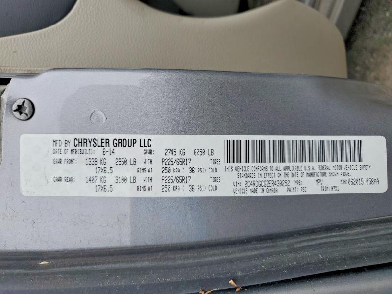 Продаж на аукціоні авто 2014 Dodge Grand Caravan, vin: 2C4RDGCG2ER430252, номер лоту: 65442606