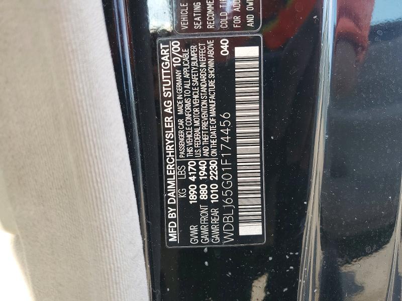2001 Mercedes-benz Clk მანქანა იყიდება აუქციონზე, vin: WDBLJ65G01F174456, აუქციონის ნომერი: 63894276