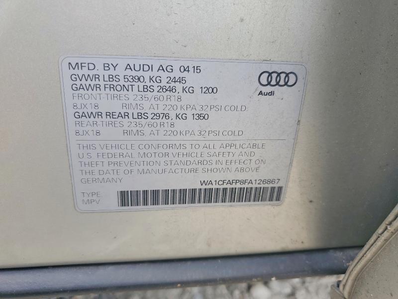 Продажа на аукционе авто 2015 Audi Q5, vin: WA1CFAFP8FA126867, номер лота: 64600806