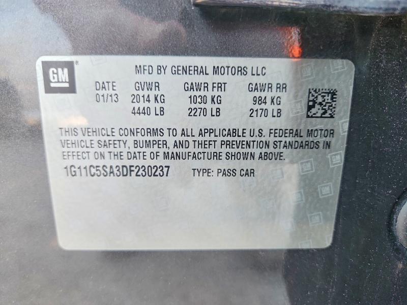 Aukcja sprzedaży 2013 Chevrolet Malibu, vin: 1G11C5SA3DF230237, numer aukcji: 63744706