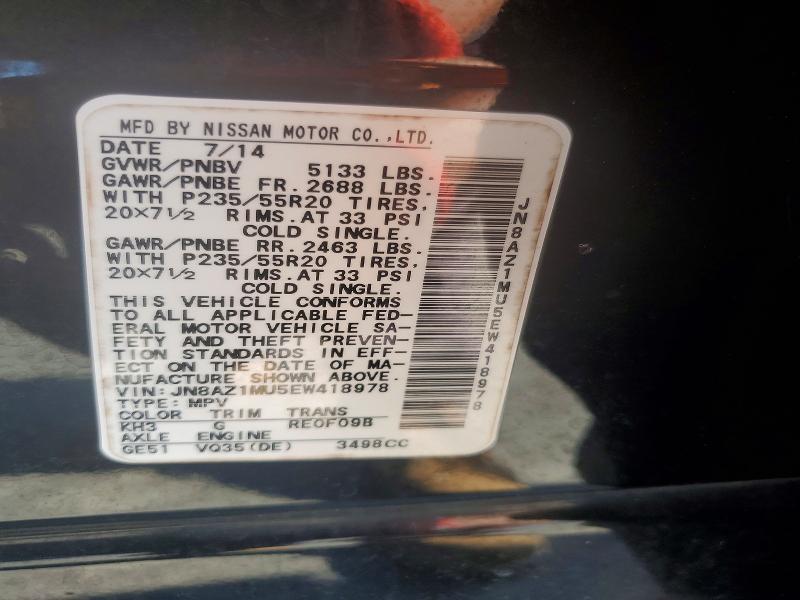 Продаж на аукціоні авто 2014 Nissan Murano, vin: JN8AZ1MU5EW418978, номер лоту: 66798386