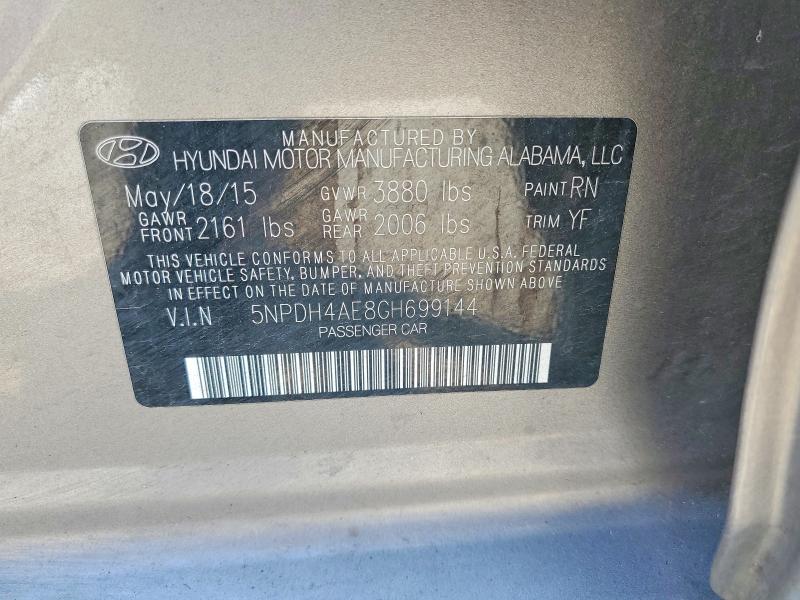 64757186 :رقم المزاد ، 5NPDH4AE8GH699144 vin ، 2016 Hyundai Elantra مزاد بيع