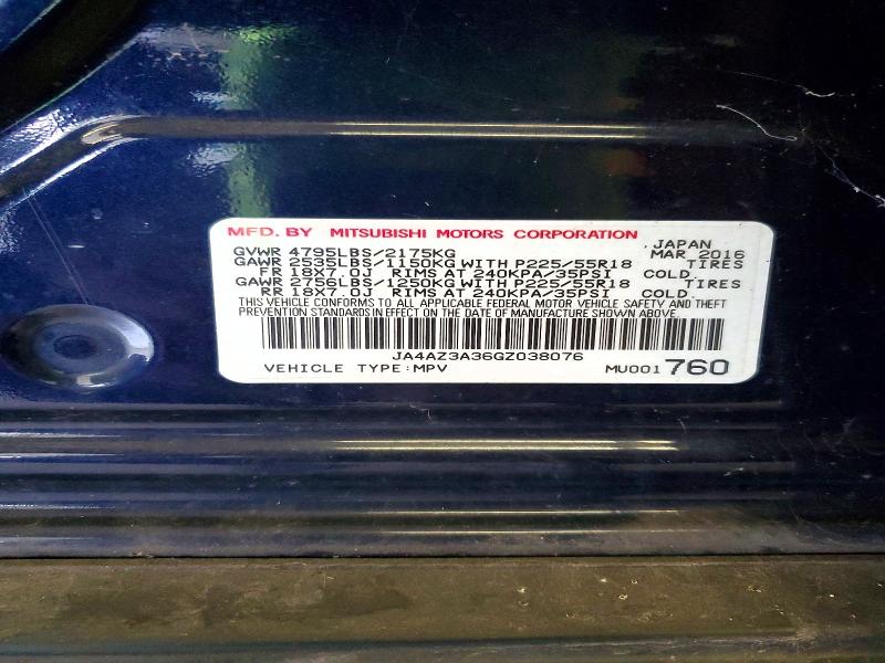 Aukcja sprzedaży 2016 Mitsubishi Outlander, vin: JA4AZ3A36GZ038076, numer aukcji: 67120186