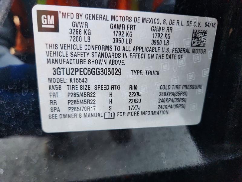 Aukcja sprzedaży 2016 Gmc Sierra, vin: 3GTU2PEC6GG305029, numer aukcji: 65062046