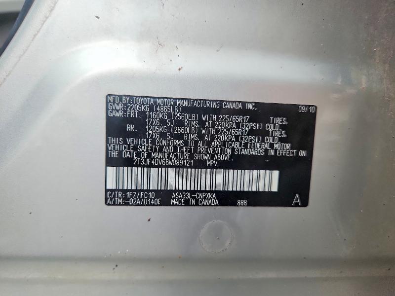 Aukcja sprzedaży 2011 Toyota Rav4, vin: 2T3JF4DV6BW089121, numer aukcji: 63885686