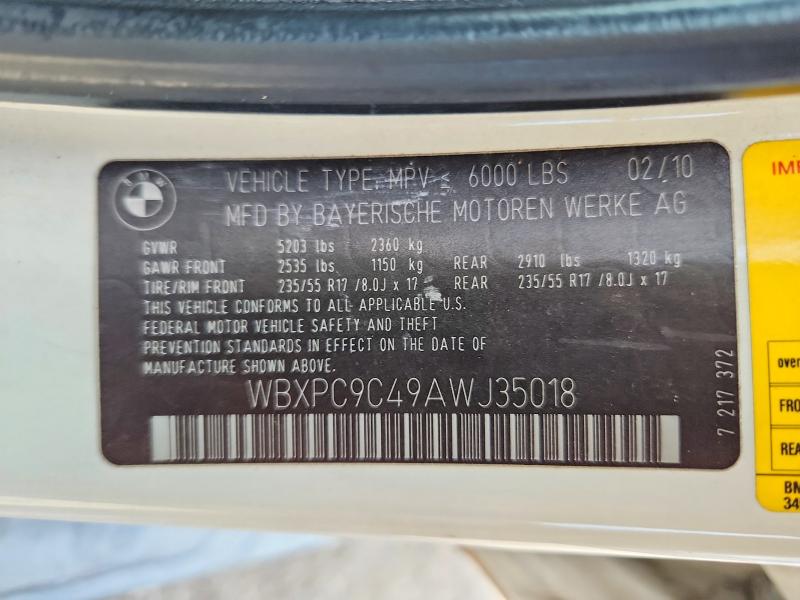 Aukcja sprzedaży 2010 Bmw X3, vin: WBXPC9C49AWJ35018, numer aukcji: 66833436