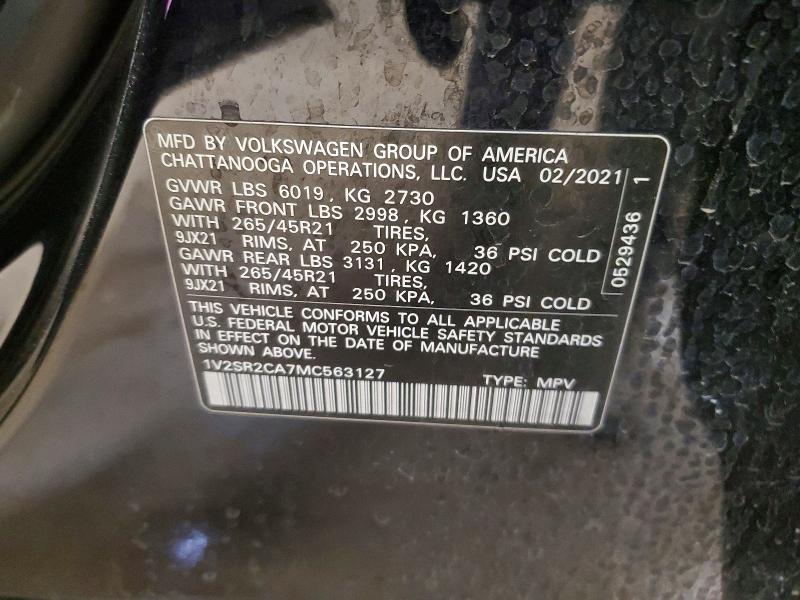 Продажа на аукционе авто 2021 Volkswagen Atlas, vin: 1V2SR2CA7MC563127, номер лота: 61731696