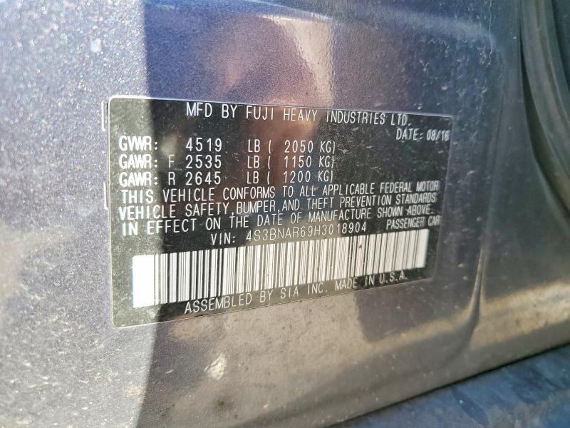 63377116 :رقم المزاد ، 4S3BNAR69H3018904 vin ، 2017 Subaru Legacy مزاد بيع