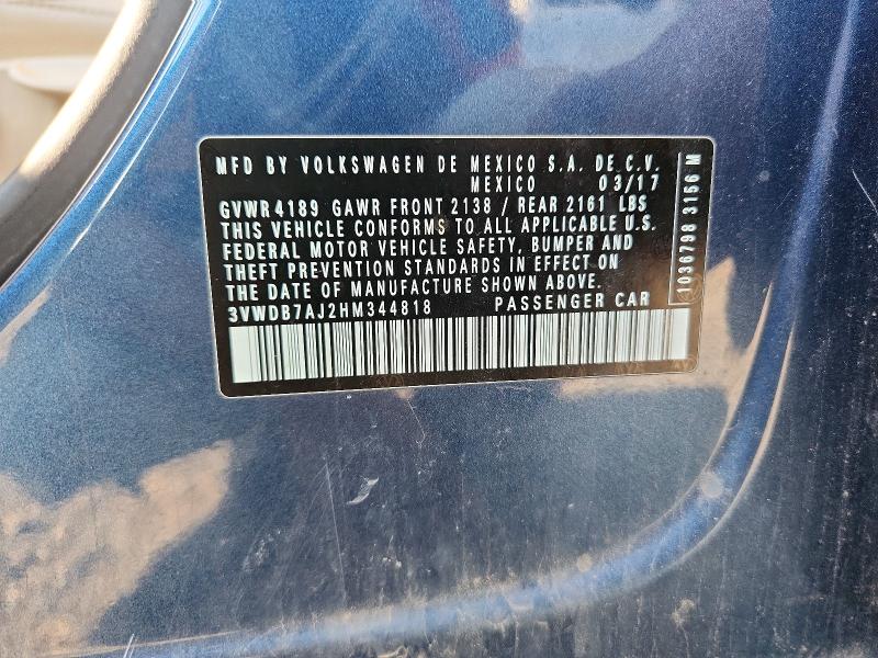 Aukcja sprzedaży 2017 Volkswagen Jetta, vin: 3VWDB7AJ2HM344818, numer aukcji: 66148426