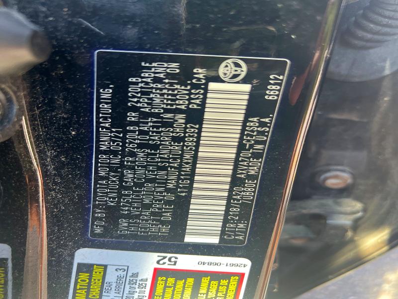 65359296 :رقم المزاد ، 4T1G11AKXMU589392 vin ، 2021 Toyota Camry مزاد بيع