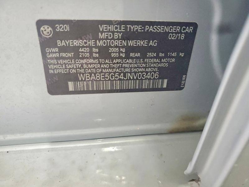 Aukcja sprzedaży 2018 Bmw 320, vin: WBA8E5G54JNV03406, numer aukcji: 64262726