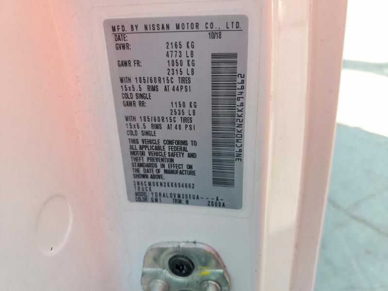 2019 Nissan Nv200 მანქანა იყიდება აუქციონზე, vin: 3N6CM0KN2KK694662, აუქციონის ნომერი: 70714886