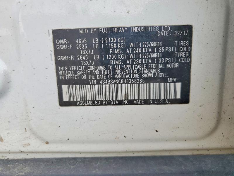 Продажа на аукционе авто 2017 Subaru Outback, vin: 4S4BSANC8H3358285, номер лота: 64334266