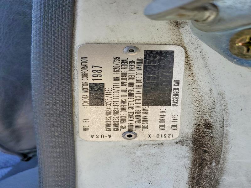 1987 Toyota Corolla მანქანა იყიდება აუქციონზე, vin: JT2AE82E5H3557762, აუქციონის ნომერი: 65377166