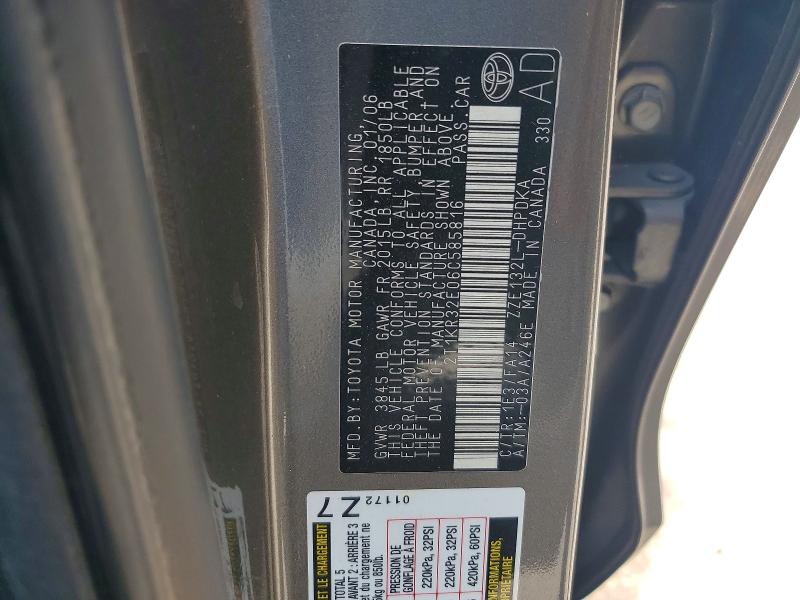 2006 Toyota Matrix მანქანა იყიდება აუქციონზე, vin: 2T1KR32E06C585816, აუქციონის ნომერი: 64452406