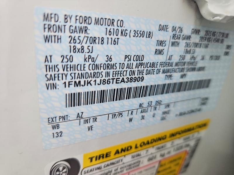Продаж на аукціоні авто 2026 Ford Expedition, vin: 1FMJK1J86TEA38909, номер лоту: 65392306