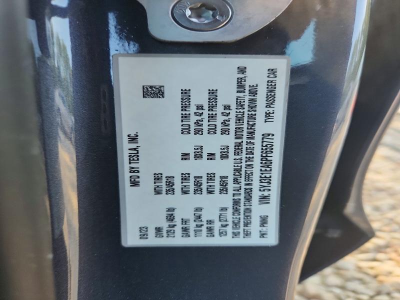 2023 Tesla Model 3 მანქანა იყიდება აუქციონზე, vin: 5YJ3E1EA6PF655779, აუქციონის ნომერი: 64614676