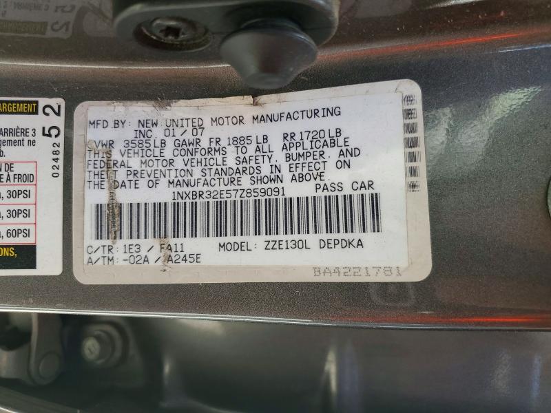Aukcja sprzedaży 2007 Toyota Corolla, vin: 1NXBR32E57Z859091, numer aukcji: 65753646