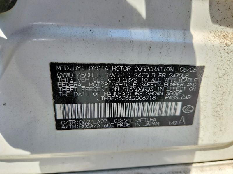 Продаж на аукціоні авто 2006 Lexus Is, vin: JTHBE262662006718, номер лоту: 63488736