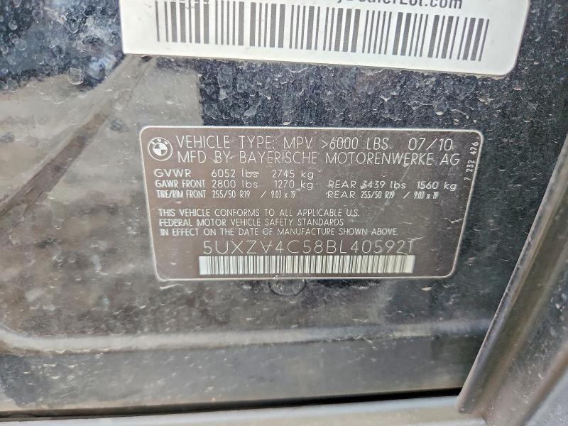 2011 Bmw X5 მანქანა იყიდება აუქციონზე, vin: 5UXZV4C58BL405921, აუქციონის ნომერი: 65704746