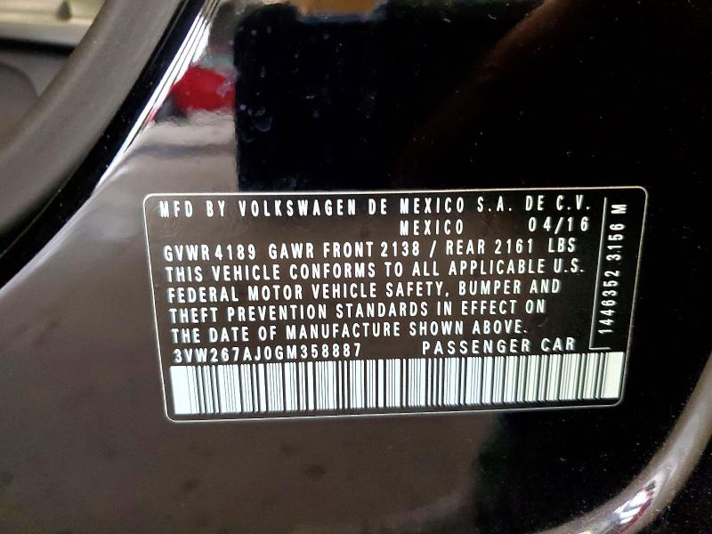 2016 Volkswagen Jetta მანქანა იყიდება აუქციონზე, vin: 3VW267AJ0GM358887, აუქციონის ნომერი: 64035136