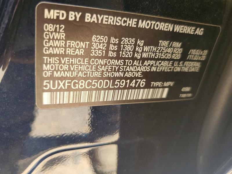 2013 Bmw X6 მანქანა იყიდება აუქციონზე, vin: 5UXFG8C50DL591476, აუქციონის ნომერი: 62765166